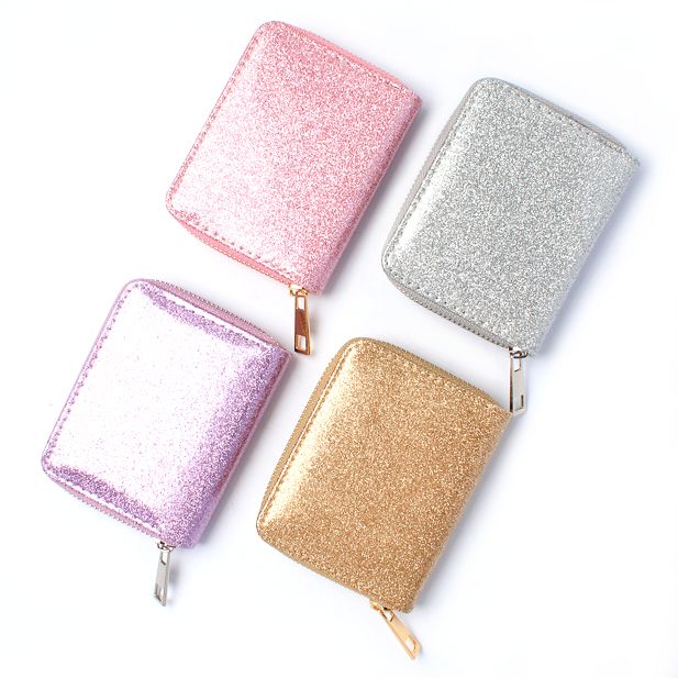 Coloured glitter zip purse 11x9cm main product photo
