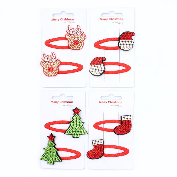 Clipstrip of 12 assorted Christmas diamante sleepies main product photo