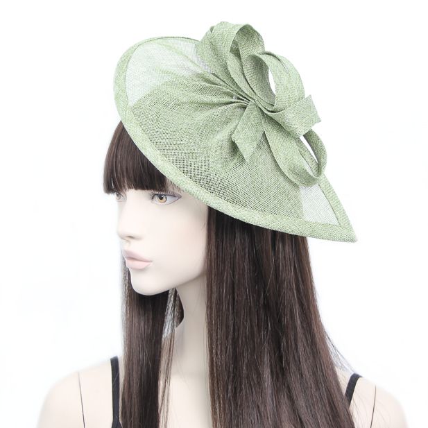 Style Lily. Green pointed sinamay fascinator with loops main product photo