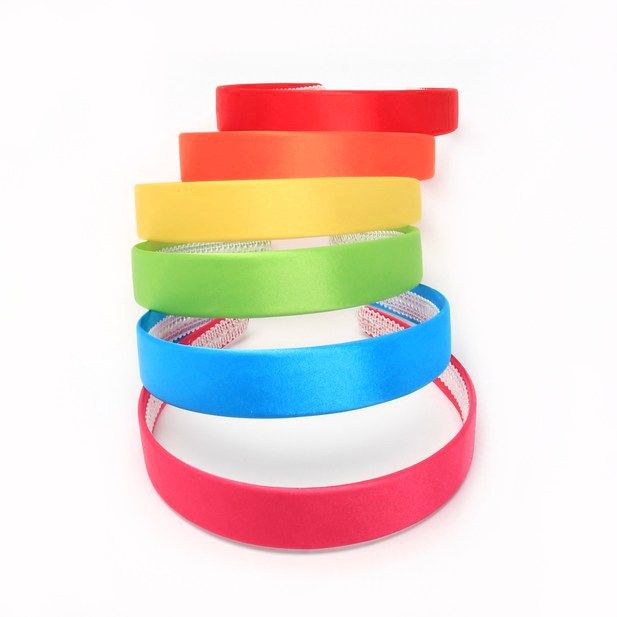 2.5cm wide satin aliceband. Bright colour mix main product photo