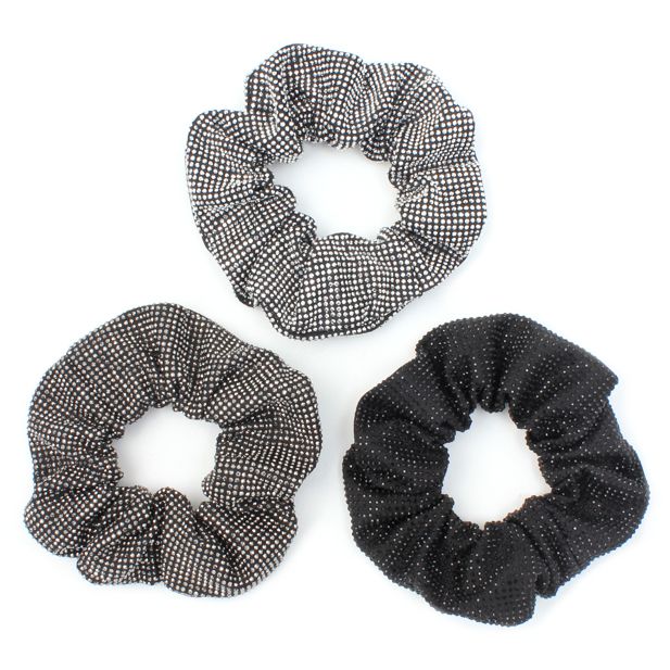 Large - Black scrunchie covered in diamantes. Dia.11cm main product photo