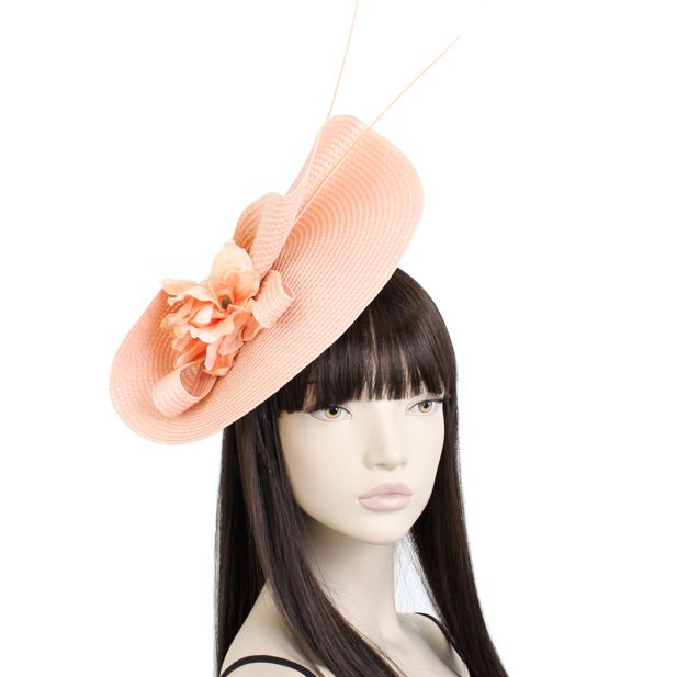 Style Bernice. Peach woven fascinator main product photo