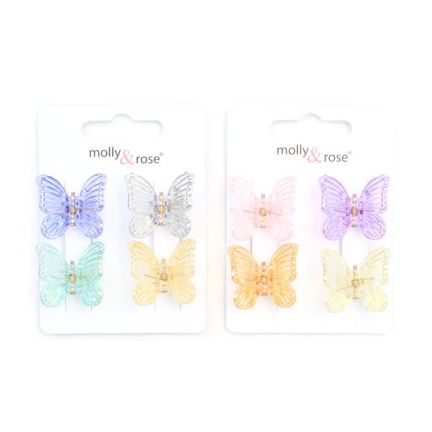 Card of 4 butterfly mini clamps. 2.5cm main product photo