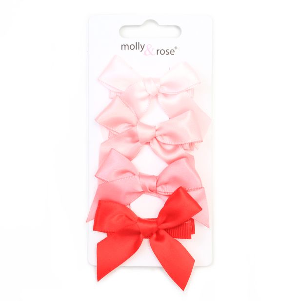 Card of 4 tonal pink bow clips 4.5cm main product photo