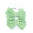 Pair of 100% cotton broderie anglaise bow clips 5cm