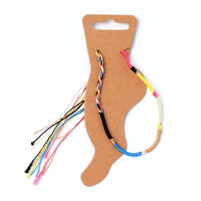 Rainbow knotted cord anklet