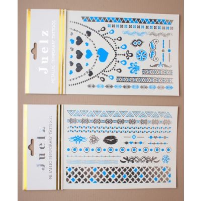 Metallic temporary tattoos in Turquoise/Silver
