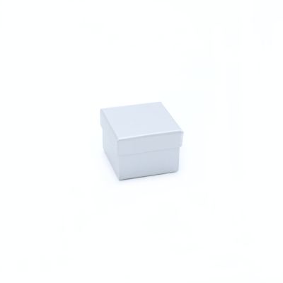 Ring box. 5x5x3.5cm. Silver Grey light sheen gift box.