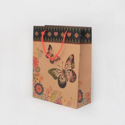 Size: 24x19x8cm Butterfly and floral print gift bag