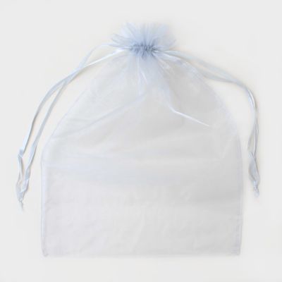 40x28cm. Silver organza gift bag