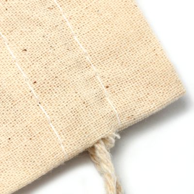 Size: 13x10cm. 100% Natural cotton Drawstring bag