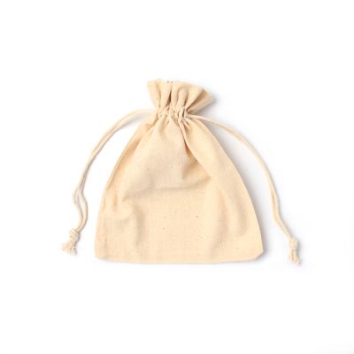 Size: 16x14cm. 100% Natural cotton Drawstring bag