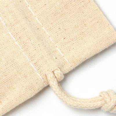Size: 16x14cm. 100% Natural cotton Drawstring bag