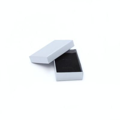 Cufflink / Earring box. 8x5x2.1cm. Silver Grey light sheen gift box.
