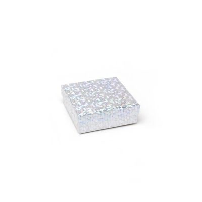 Necklace / Bracelet box. 9x9x3cm. Silver holographic gift box.