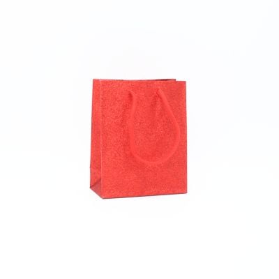 15x12x6cm. Red glitter gift bag