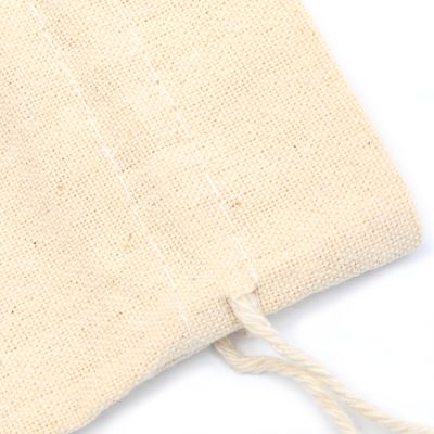 24x18cm. Unbleached, raw cotton drawstring bag