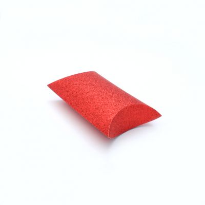 Size: 14x11.5x5cm  Red glitter pillow pack box