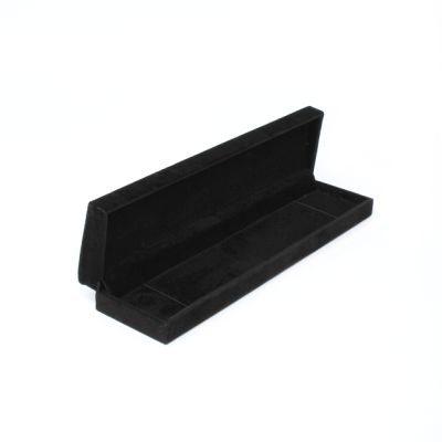 24.5x6x3cm. Black velour hinged gift box