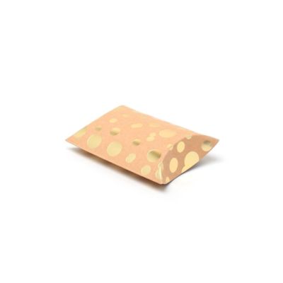 9x7.8x3cm. Gold metallic polka dot printed kraft paper pillow pack