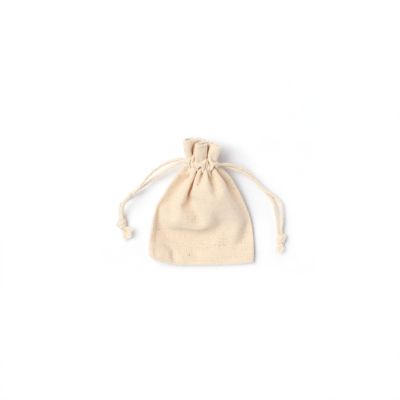 9.5x8cm. Unbleached, raw cotton drawstring bag