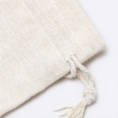 Size: 10x8cm unbleached, raw cotton drawstring bag