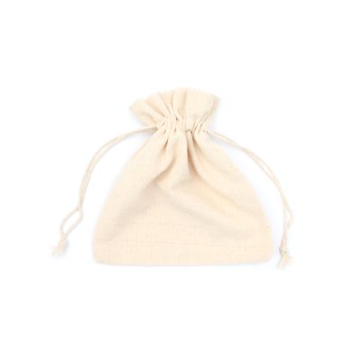 16x14 cm. Unbleached, raw cotton drawstring bag