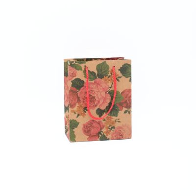 14.5x11.5x6cm. Floral print kraft gift bag