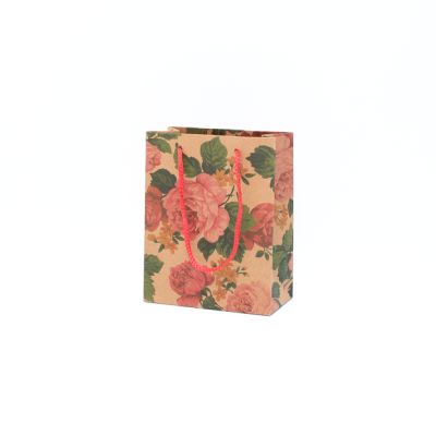 14.5x11.5x6cm. Floral print kraft gift bag