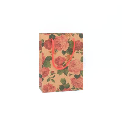 Size: 20x15x6cm Floral print gift bag