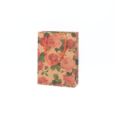 20x15x6cm. Floral print kraft gift bag