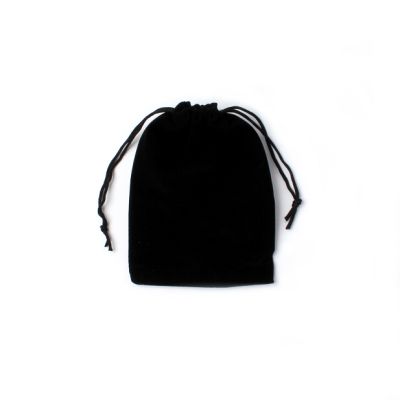15x10cm. Black flocked velvet gift bag