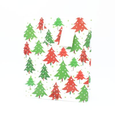 32x26x12cm. Christmas tree design gift bag with tag