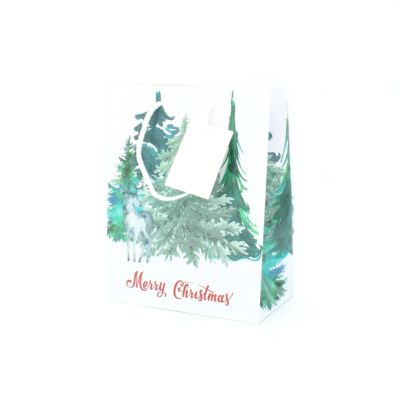 23x18x10cm. Christmas tree gift bag with tag