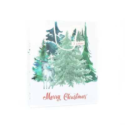 32x26x12cm. Christmas tree gift bag with tag