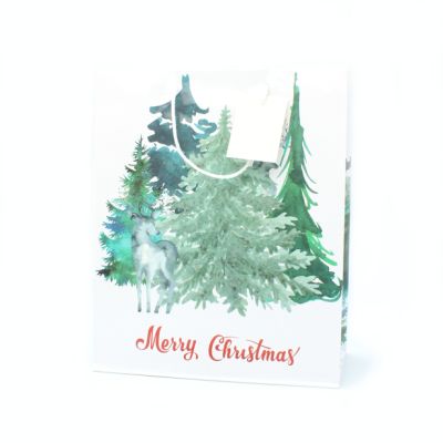 32x26x12cm. Christmas tree gift bag with tag