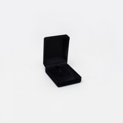 Cufflink Box. 7.5x6x3cm. Hinged black flocked gift box.