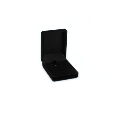 7.5x6x3cm. Black flocked hinged gift box