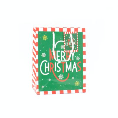 23x18x10cm. Striped Merry Christmas gift bag with tag