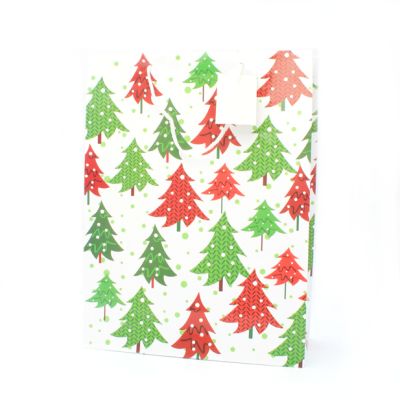 40x30x12cm. Christmas tree design gift bag with tag