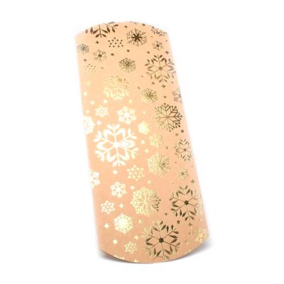 25x12.5x5cm. Gold snowflake printed kraft paper pillow pack gift box