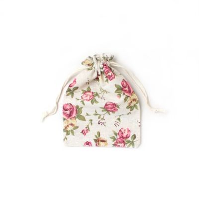 17.5x12.5cm. Floral print cotton mix drawstring bag