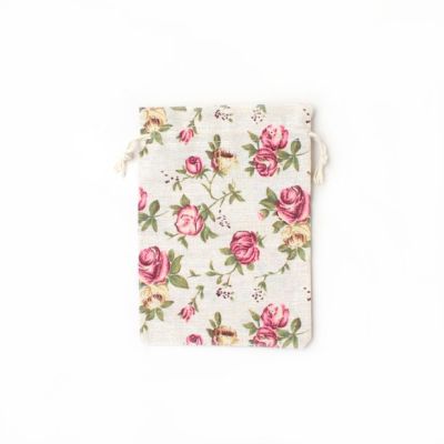 17.5x12.5cm. Floral print cotton mix drawstring bag