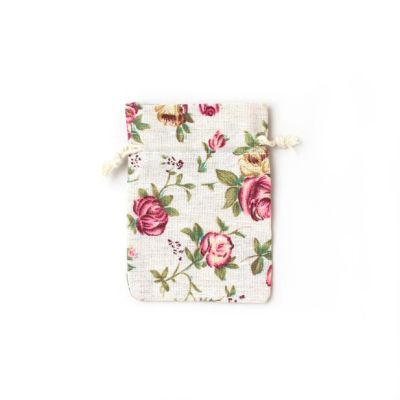 12x9cm. Floral print drawstring bag