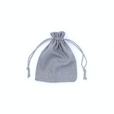 14.5x9.5cm. Grey cotton mix drawstring bag