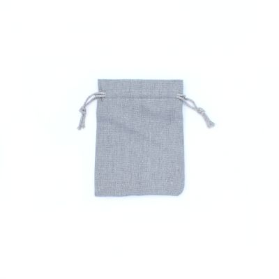 14.5x9.5cm. Grey cotton mix drawstring bag