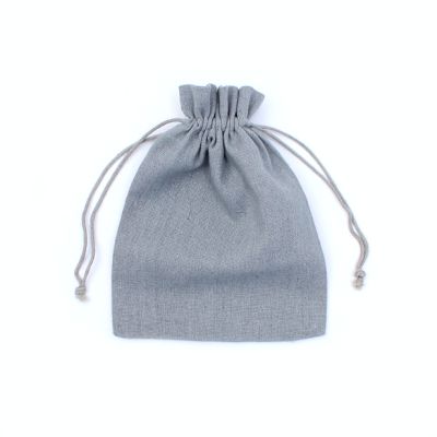 20x15cm. Grey cotton mix drawstring bag