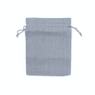 20x15cm. Grey cotton mix drawstring bag