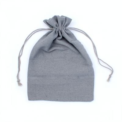 Size: 24x17cm Grey cotton rich drawstring bag.