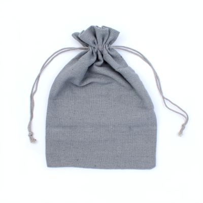 24x17cm. Grey cotton drawstring bag